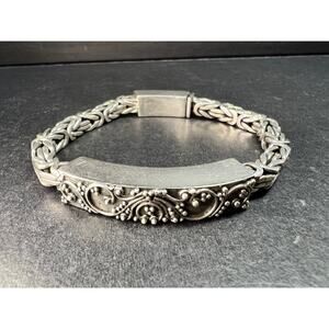 Sterling Silver Borobudur Byzantine Bracelet 7.75–8” 52.19g 925